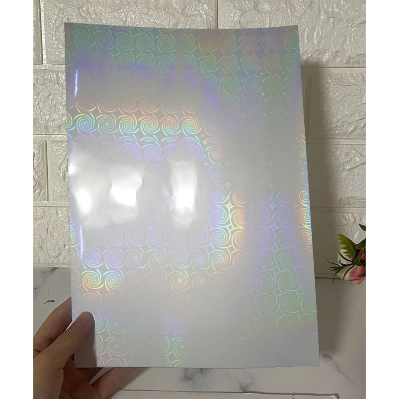 5 Sheets 8.27x11.69Inches Broken Glass Holographic Premium Cold Laminated Film Glitter Laminate Overlay for Stickers