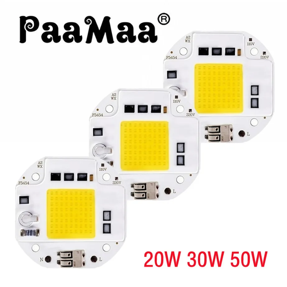 Wysoka moc 20W 30W 50W Chip LED COB 220V 110V LED dioda bez spawania chipów do reflektora reflektora Smart IC nie ma potrzeby kierowcy