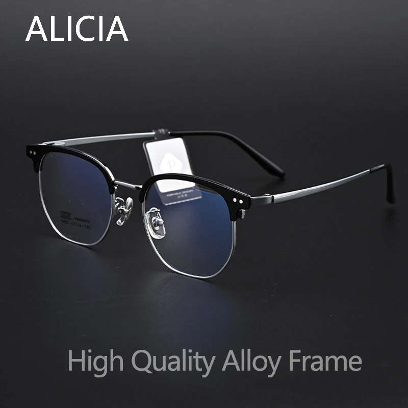 

ALICIA New Comfortable Fashion Retro Polygon Full Frame High End Alloy Silicone Material Optical Prescription Frames Man Woman