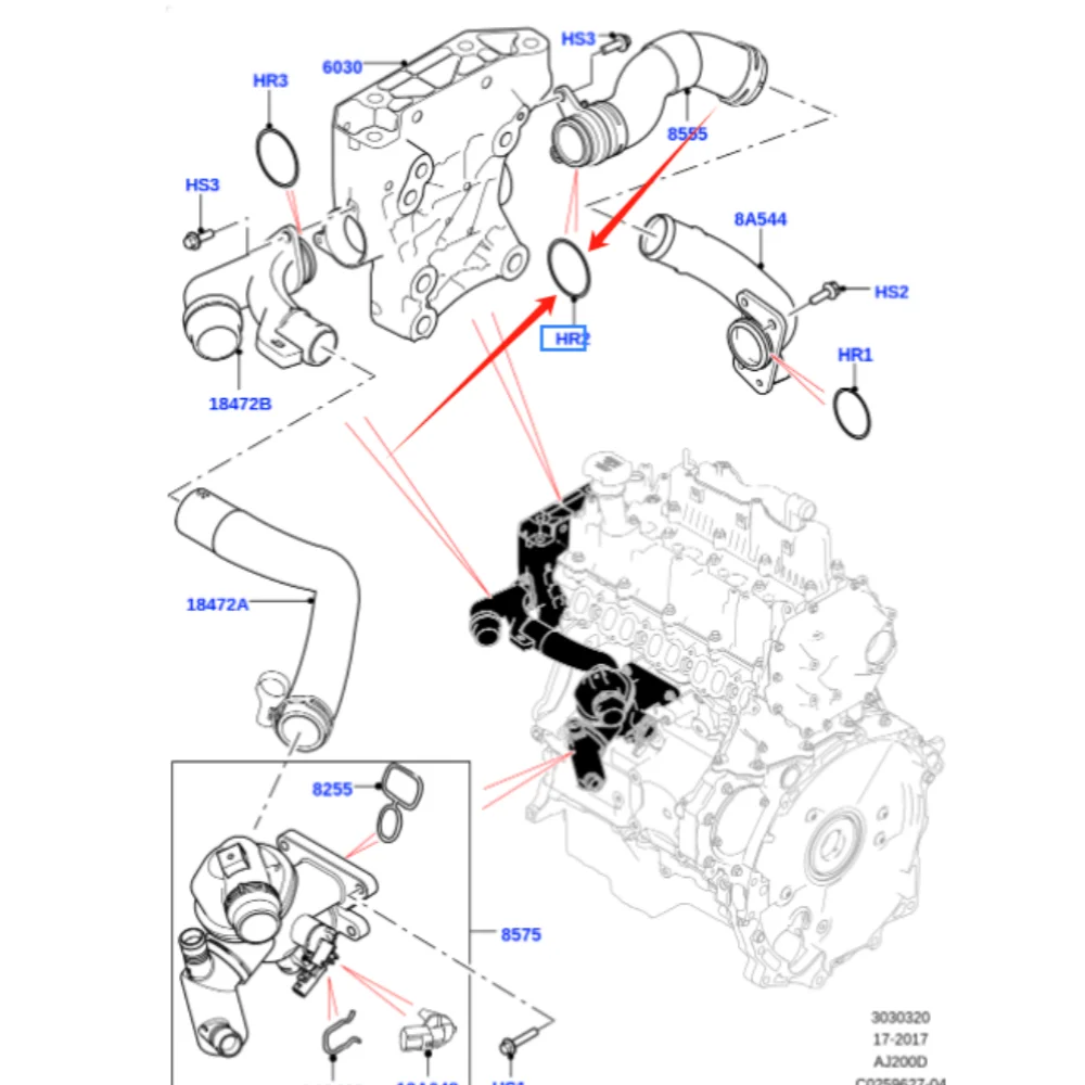 LR096840ซีลเทอร์โมสตัทสำหรับ Land Rover Discovery Range Rover Aurora