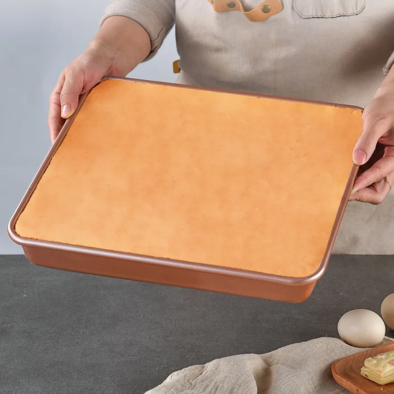 Non-Stick Rectangular Baking Pan Carbon Steel Cake Baking Tray Golden Pizza Pastry Mold