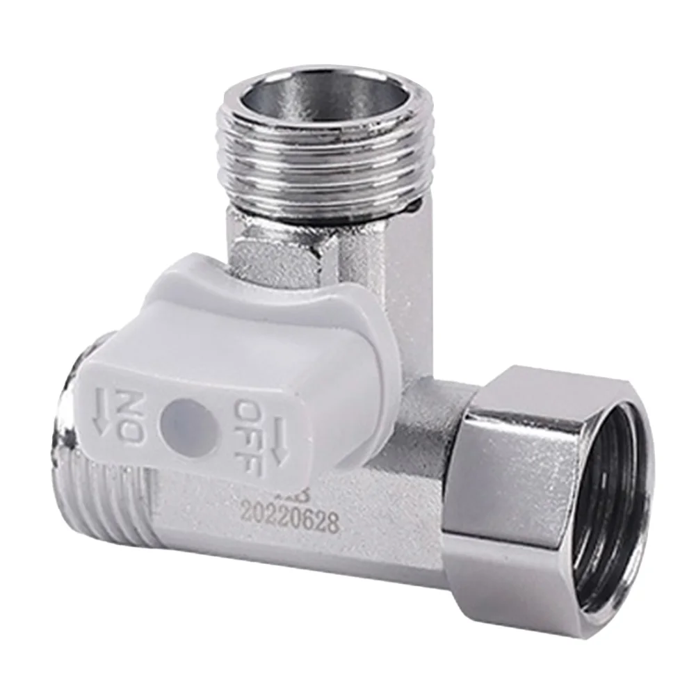 Zinc Alloy Tee Stop Valve Angle T Adapter For Bidet Handheld Sprayer Toilet Tank Dual Outlet Water Distribution
