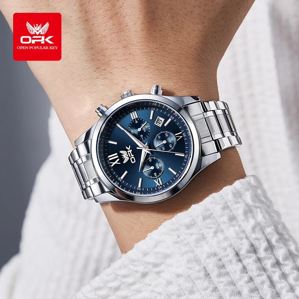 OPK 6052 ساعة رجالي تاريخ تلقائي سوار فولاذي غير قابل للصدأ ساعات رجالية عالية الجودة #2
