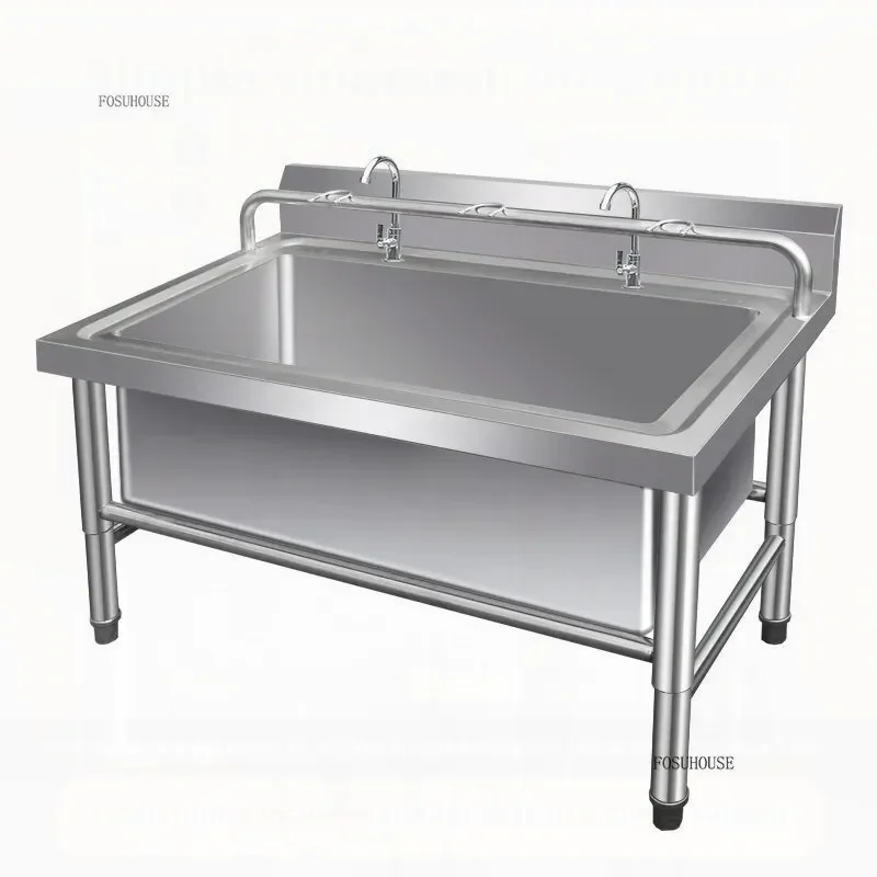 Stainless Steel Multifunction Kitchen Sinks Commercial Sink Floor-standing Mop Shelf Kitchen Sink Faucet Set Kitchen