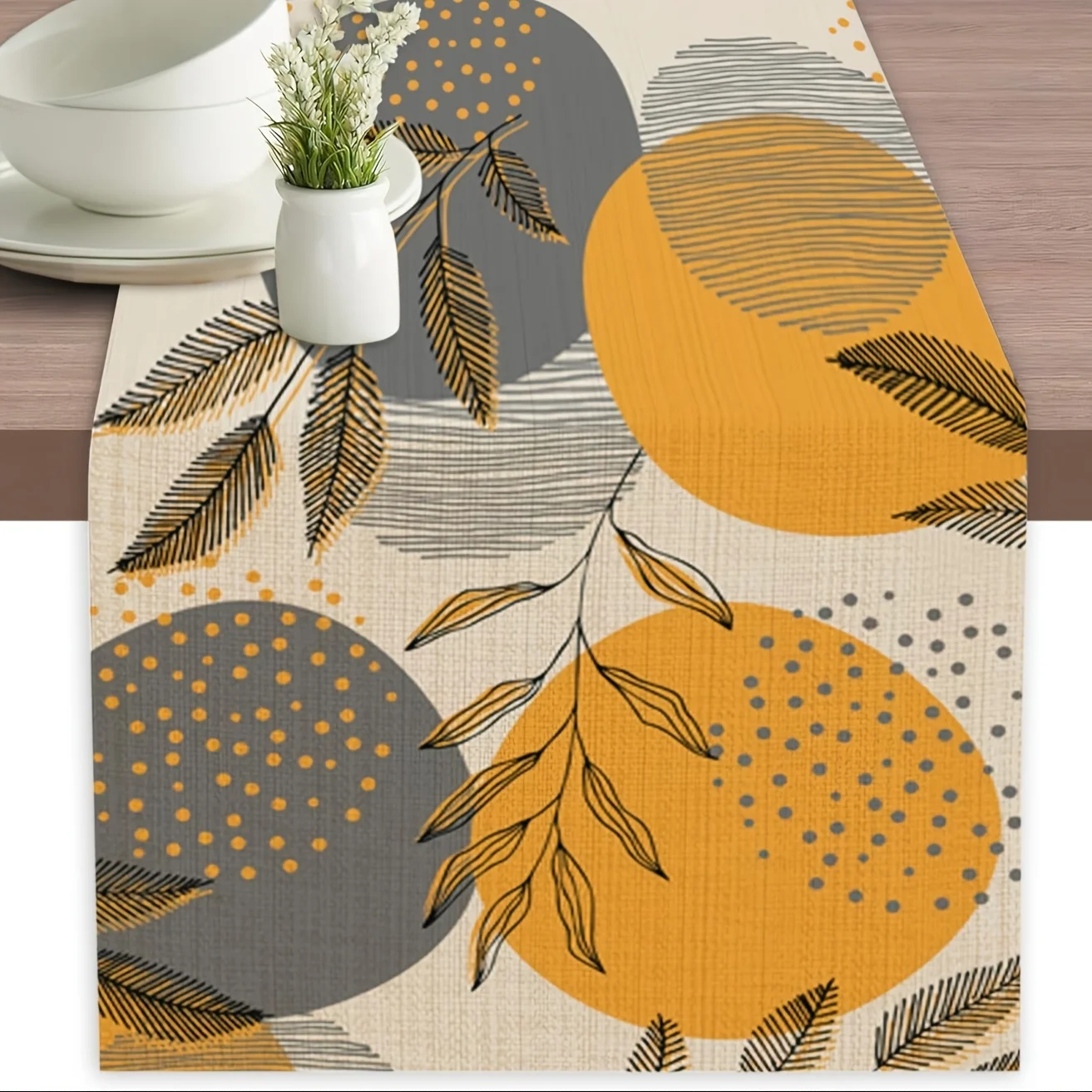 1pc Boho Plants Foliage Line Table Runners Table Runner Elegant Dresser Scarves Farmhouse Tablerunner For Wedding/Co