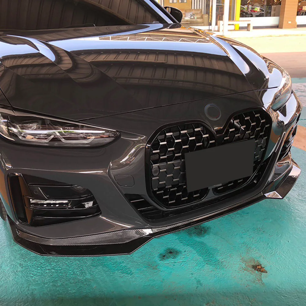 For Bmw 4 Series G22 G23 Front Bumper Lip PP Carbon Fiber Style Diffuser Splitters Spoiler Car Accessories 2020 2021 2022 2023