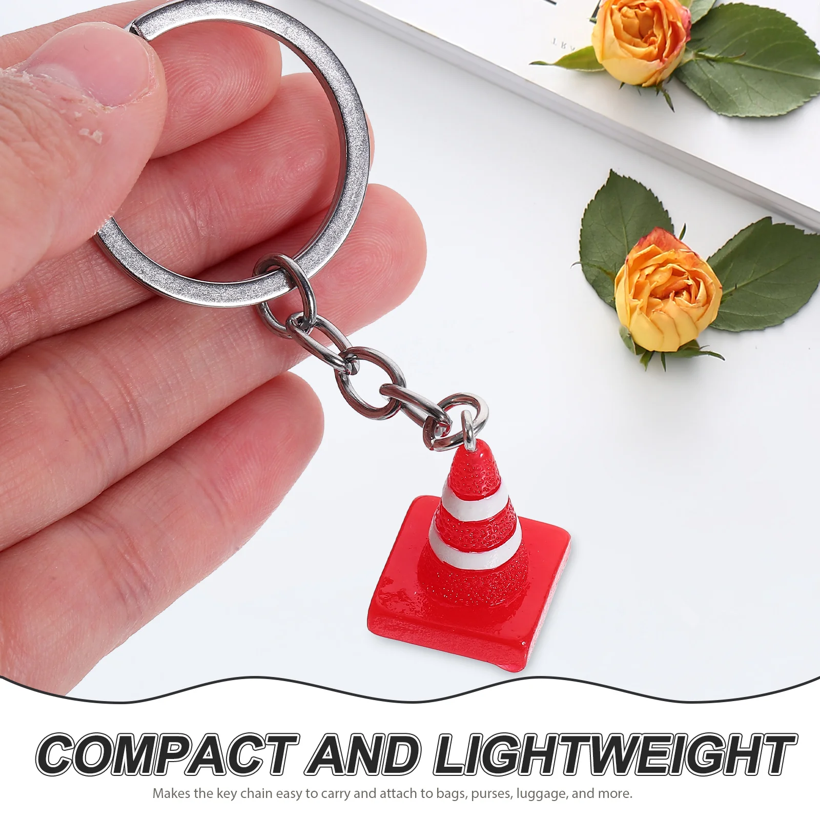 Backpacks Mini Traffic Police Cone Keychain While Wallet Unique Man Cones Ring Card