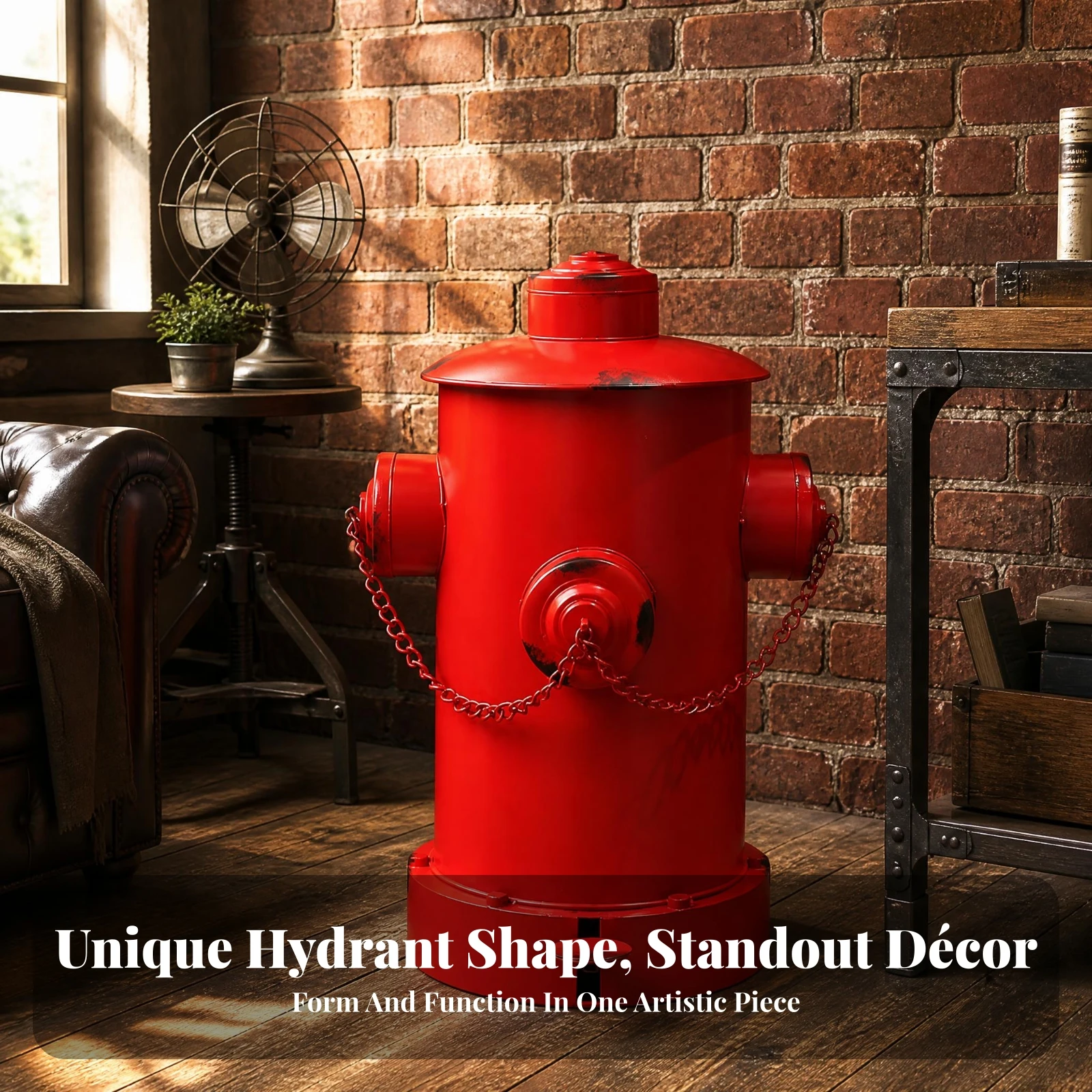 

Decorative Metal Trash Can Easy to Clean Hydrant-Style Trash Can Home Accessory
