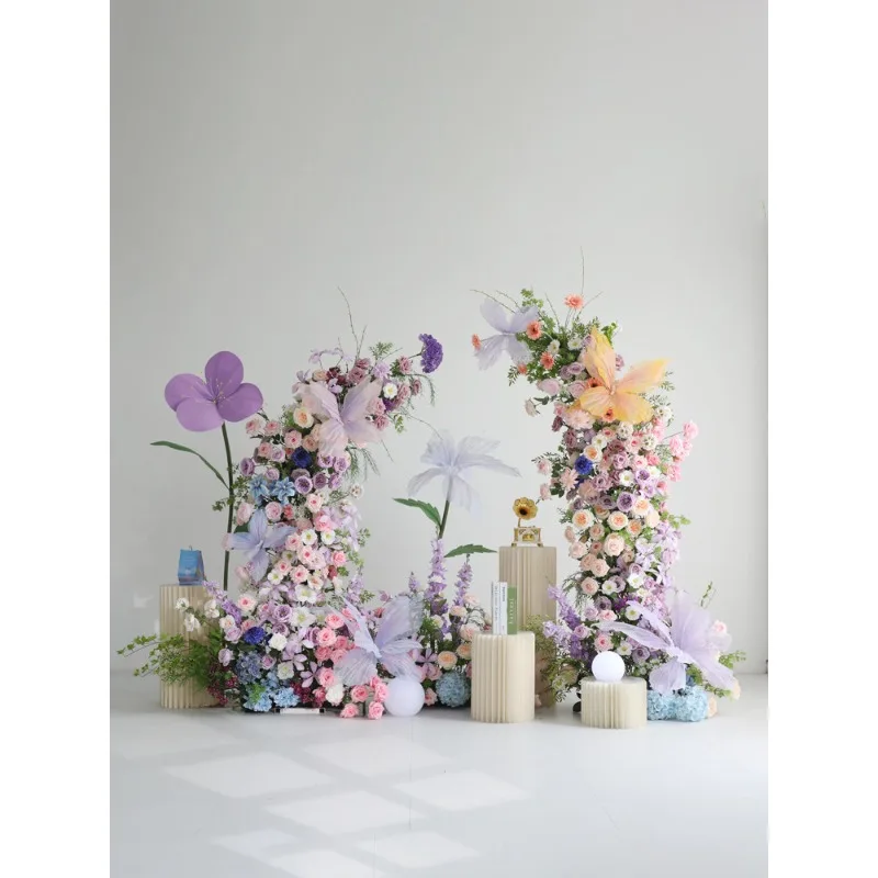 Gu Ling Yisheng Monet Garden Butterfly Floral Arch Simulation Flower Landscape Purple Wedding Scene False Flower Decoration