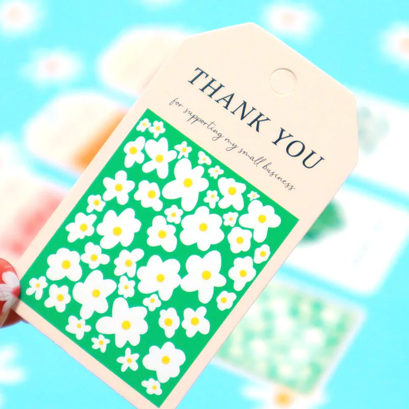 50pcs Hanging Greeting Cards Thank You For Supporting My Small Bussiness DIY Packaging Supplies Label Tag Gift Box Decoration