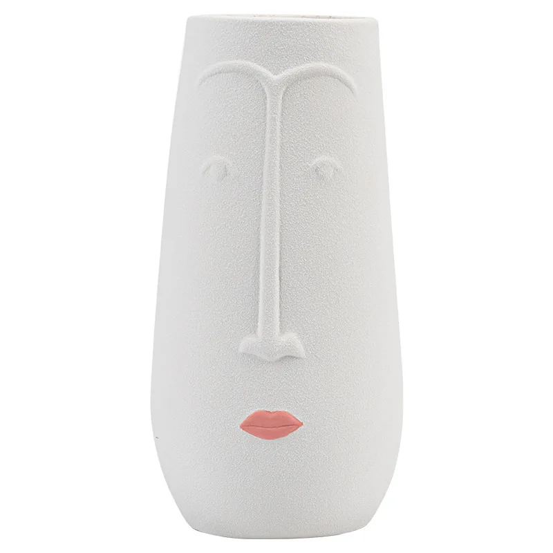 

European and American style face ceramic vase hand-painted abstract face flower device home art decoration