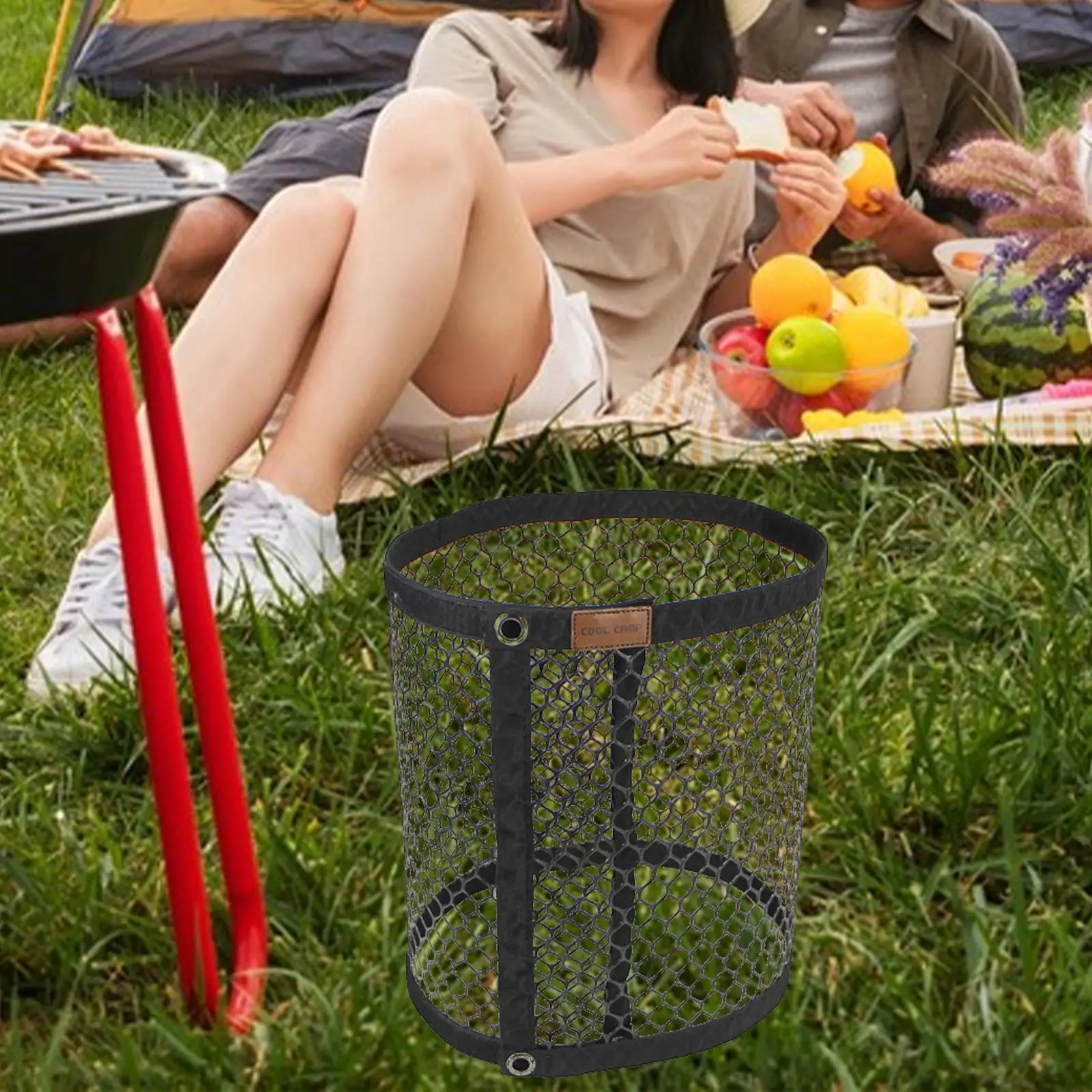 Camping Hanging Net Rack Outdoor Trash Can for Backpacking Fishing Barbecue