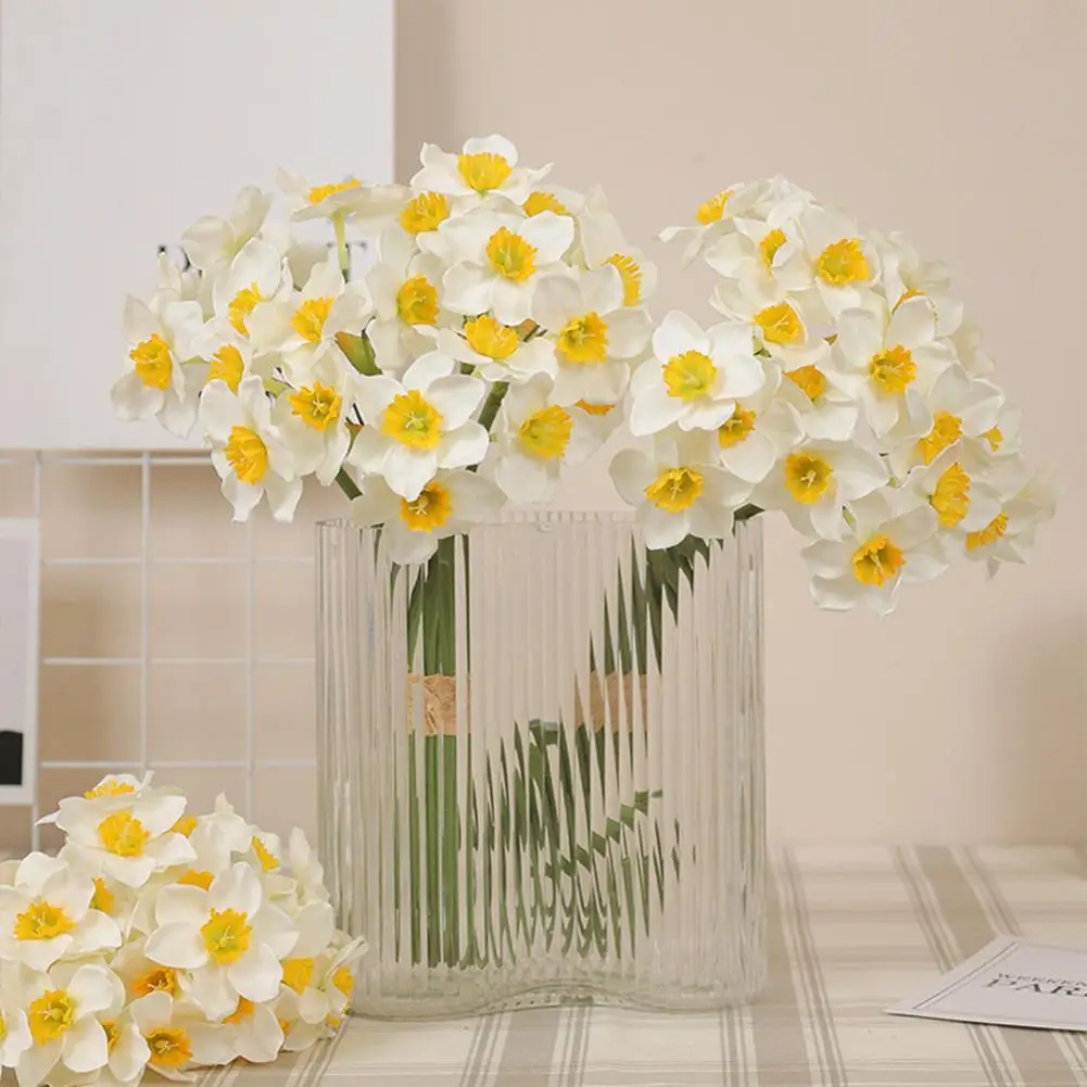 

NEW 6pcs/bunch Artificial Fake Flowers Bouquet Pastoral Style Narcissus Daffodil Artificial Plants