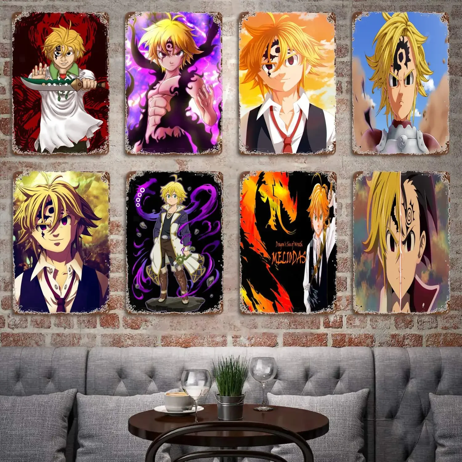 Anime meliodas metal Decor Poster Vintage Tin Sign Metal Sign Decorative Plaque for Pub Bar Man Cave Club Wall Decoration