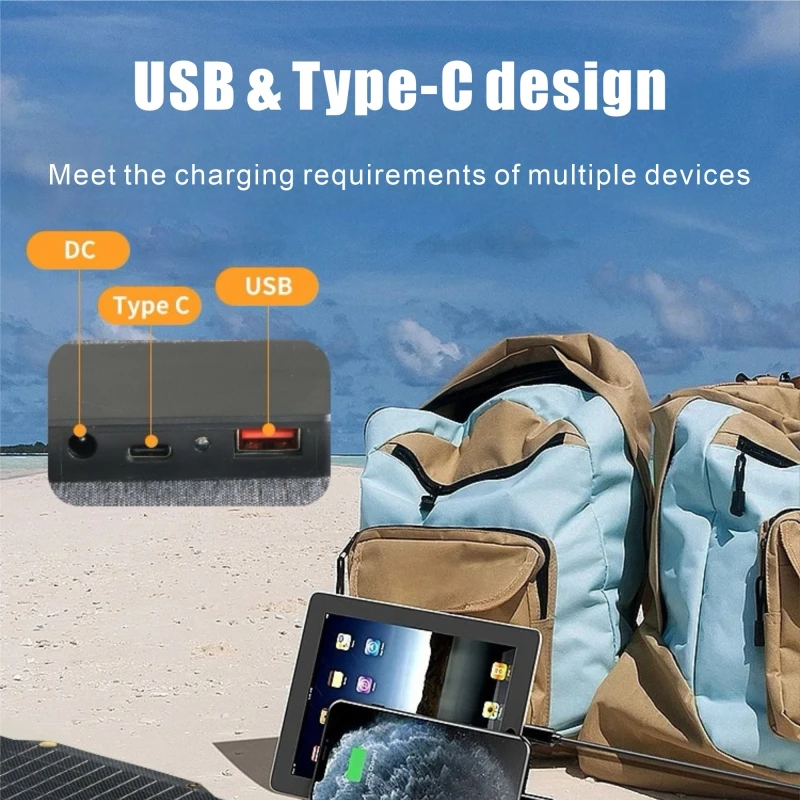 1000W Solar Folding Panel Portable Bag USB Output Solar Charger Outdoor Power Hiking Camping Power Generator Home Mobile Phone