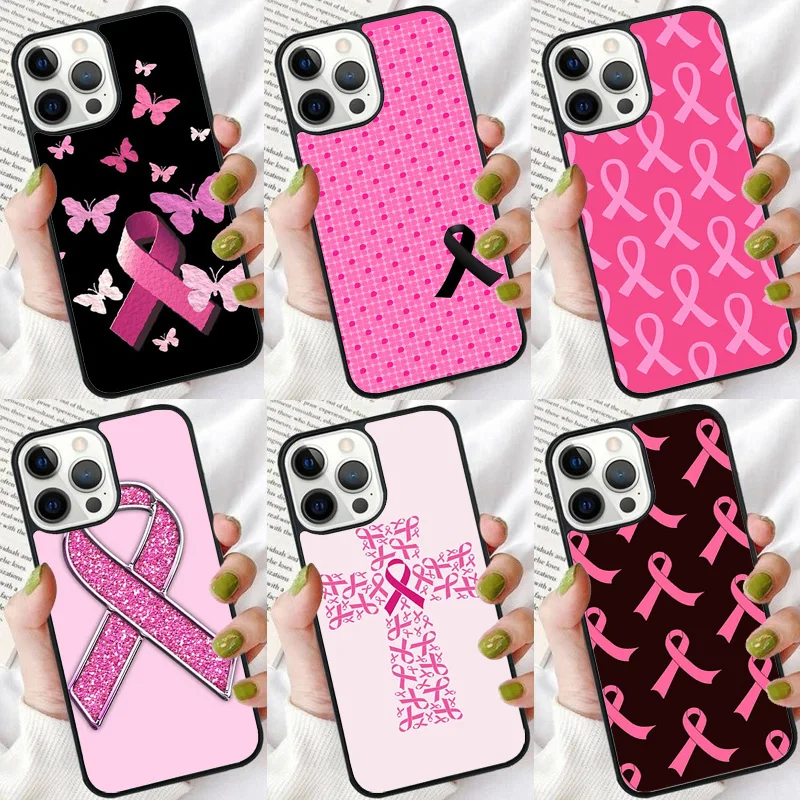 Girl Breast Cancer Pink Ribbon Phone Case For iPhone 16 15 14 plus XR XS 11 12 13 Pro max Bumper Shell Cover coque