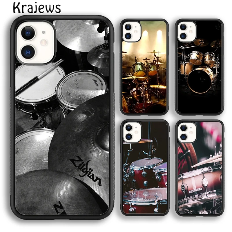 Krajews Musical Instrument Drum Phone Case Cover For iPhone 16 15 14 plus XS XR 11 12 mini 13 pro max coque Fundas