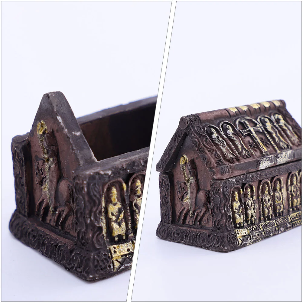 2 Pcs Resin Coffin Box Mini Decor Halloween Adornments Micro Landscape Party Prop Decoration