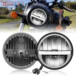 Farol LED BraveWAY de 5,75 polegadas para motocicleta farol redondo de motocicleta de 5-3/4