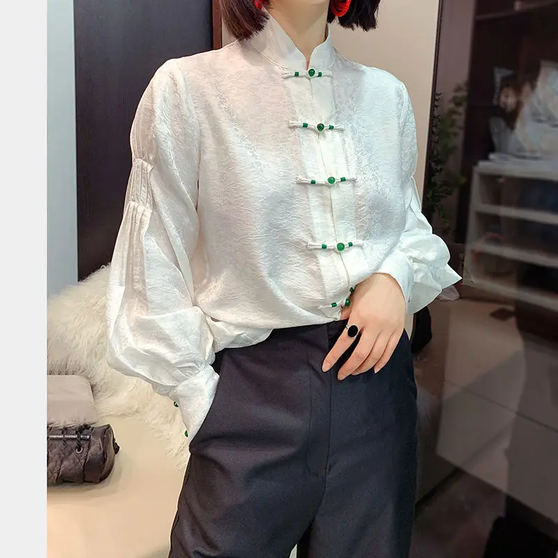 Silk Women\'s Blouses Summer 2023 White Long Sleeve Fashion Shirts Loose Fit Korean Top O-Neck New Casual Clothing