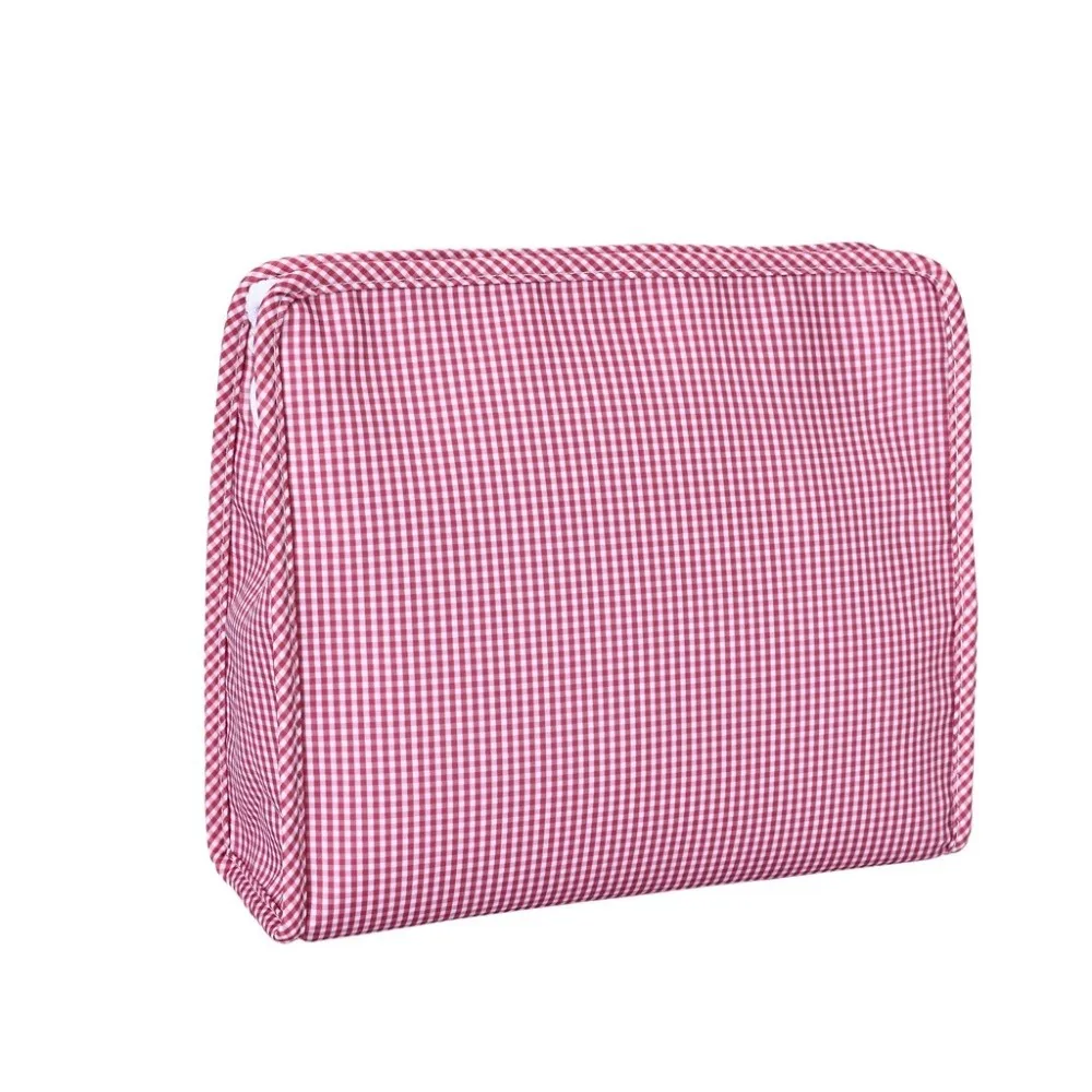 Gifts Plaid Pattern Makeup Bag Waterproof Zipper Closure Cosmetic Bag Wide Opening Fabric Toiletry Bag Business Trip