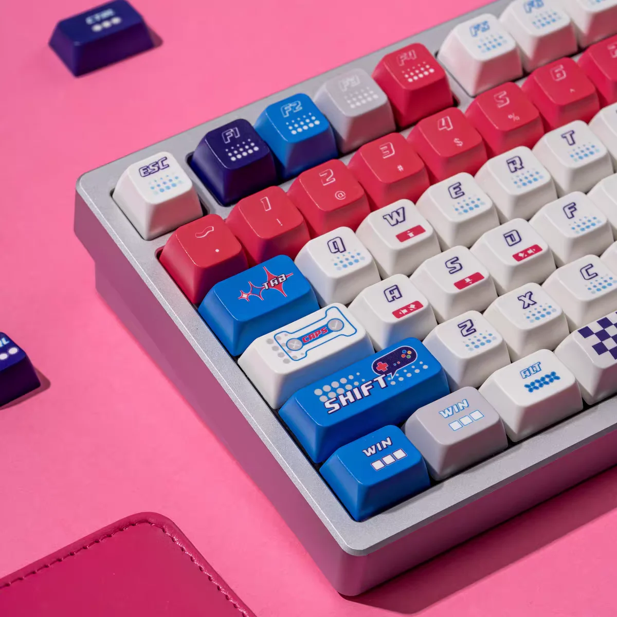 Visual game blue MDA height keycap 140 keys PBT sublimation mechanical keyboard keycap two-dimensional element