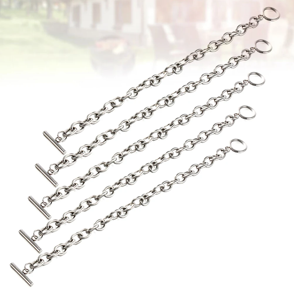 

5pcs Titanium Steel Bracelets Ot Buckle Chain Jewelry Accessories For Women Girls 8Mm Width 21Cm Length Party Travel Daily Wear