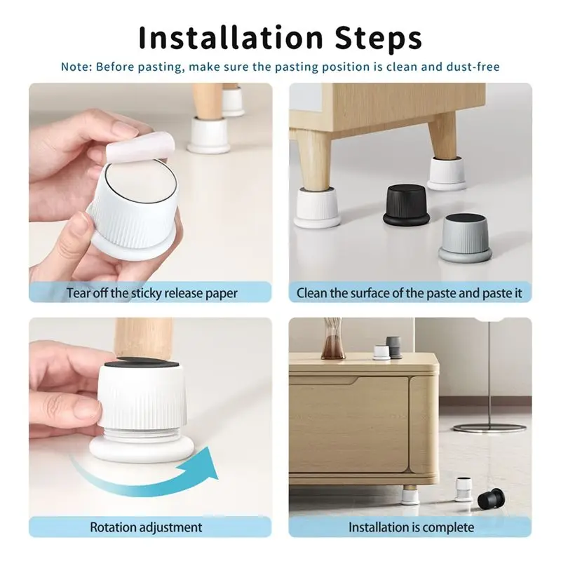 A67P-Anti Vibration Pads Home Furniture Feet Mat Universal Bumper Self-Adhesive Slipstop Silent Skid Raiser Mat 4Pc
