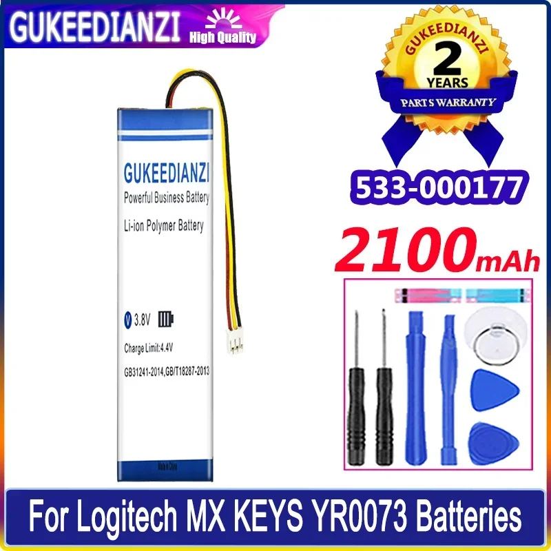 GUKEEDIANZI Battery 533-000177 2100mAh For Logitech YR0073 MX KEYS Bateria