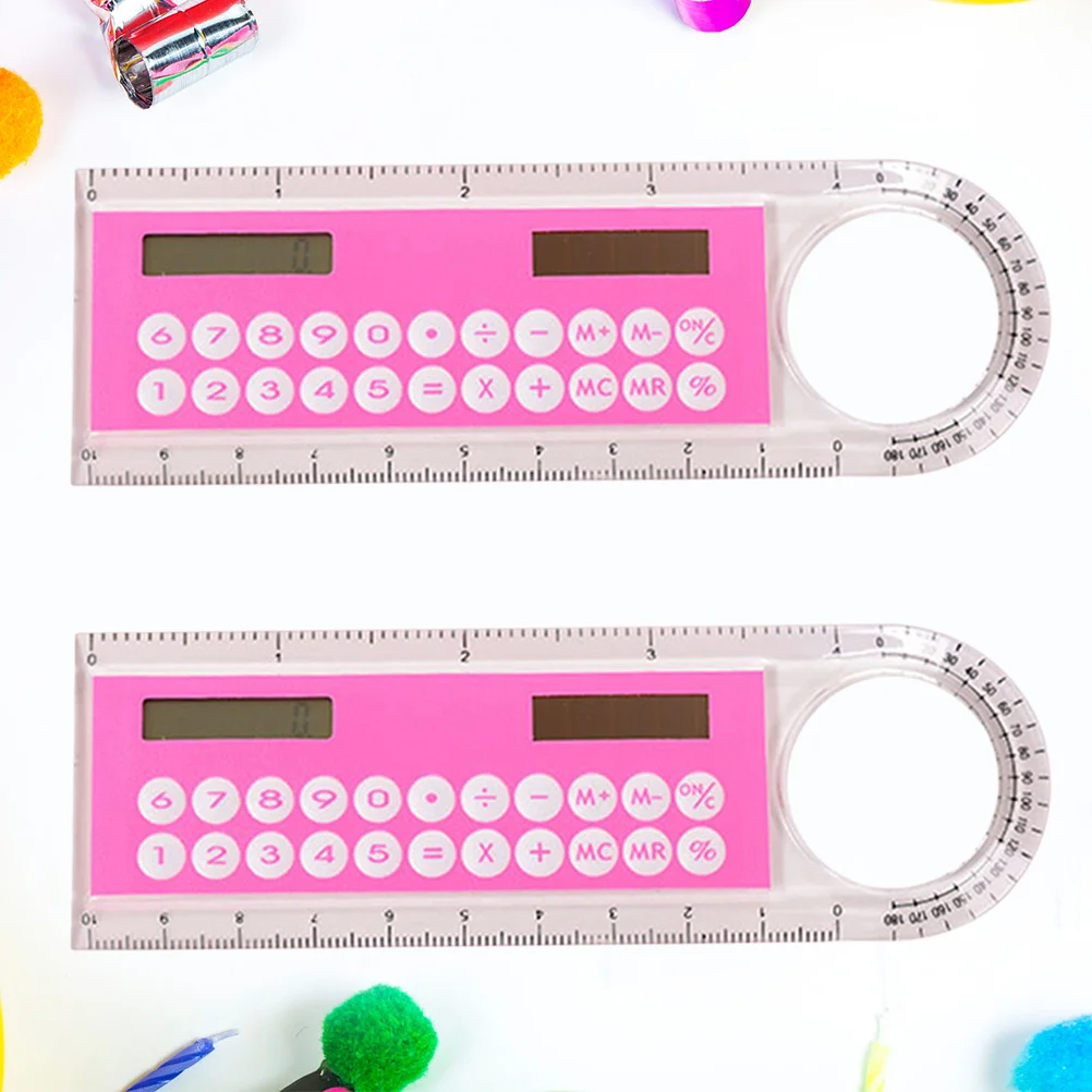 

2Pcs 10Cm Mini Ruler Calculator 2 in 1 Set Kawaii Multifunctional School Office Supplies Gift