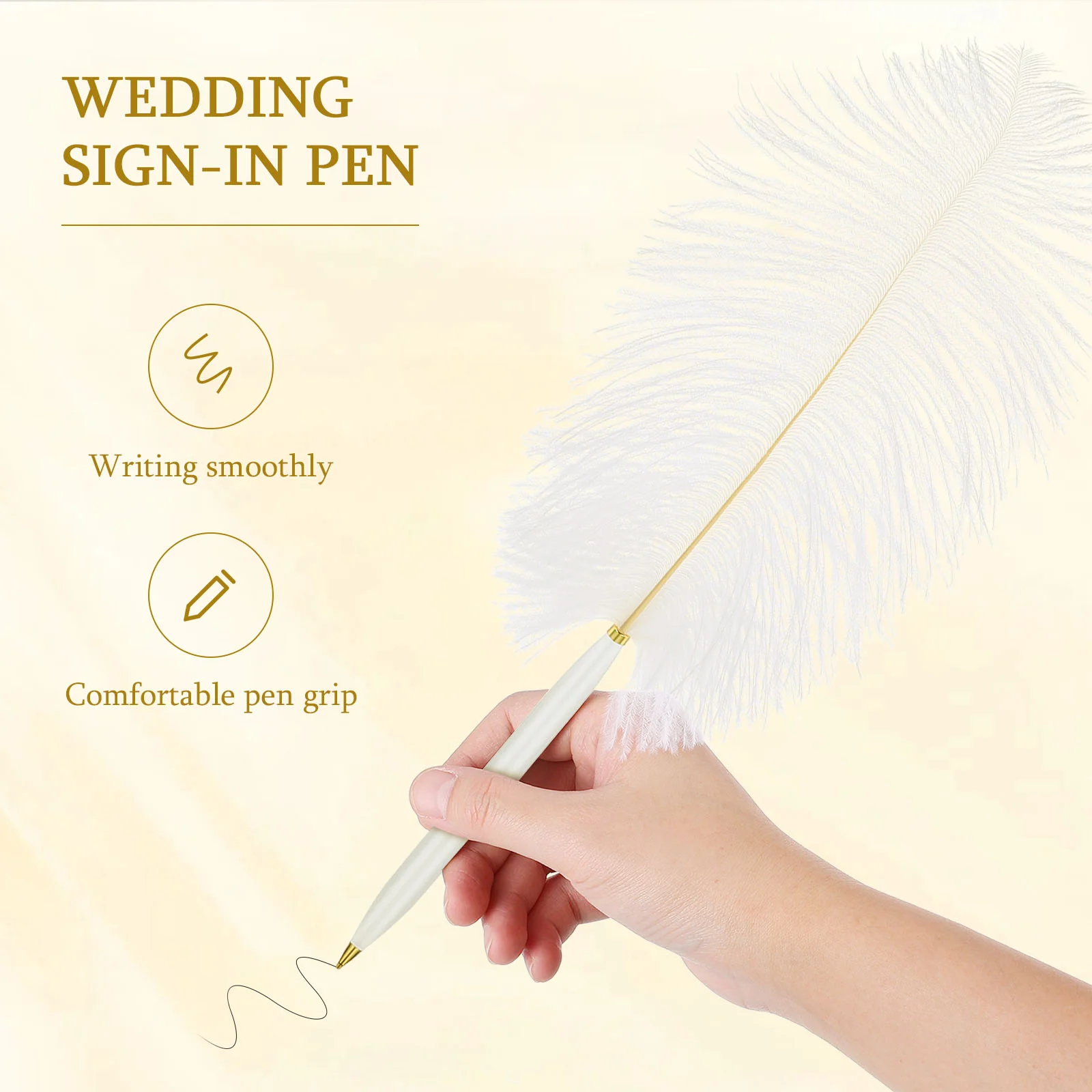 Stick Custom Guest Quills for Wedding Book Signing Pen with Metal Stand Fluffy Father