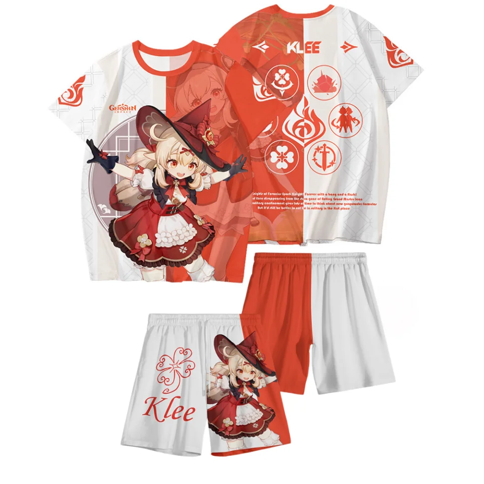 Genshin Impact Keli Short Sleeve Shorts Set for Men and Women West Wind Knights Anime Surrounding Cos