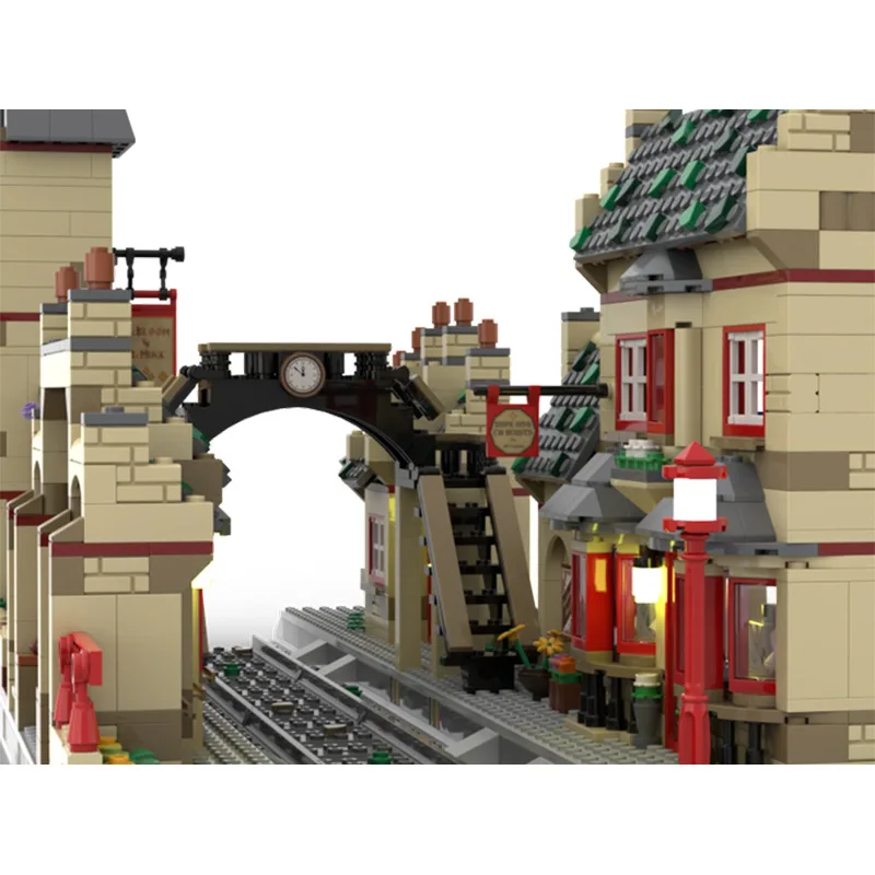 Bricklink MOC Magic Movie City Hogsmeaded Station Massive Extension Compatible 76423 Sets Building Blocks Toys Christmas Gift