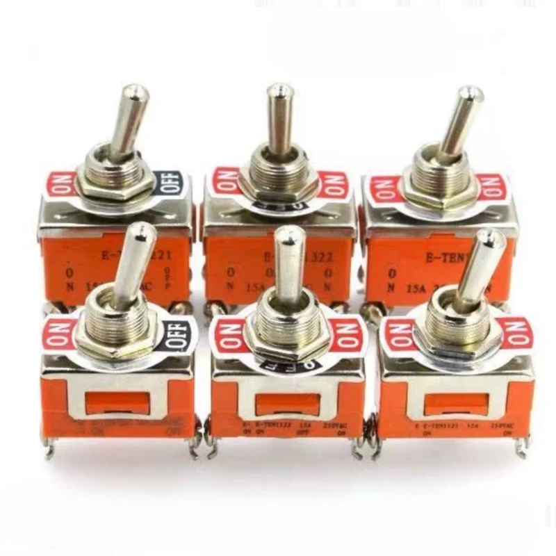 5pcs SPST DPDT 250V 15A Toggle Switch 2 3 Position Latching on-off on-on on-off-on E-TEN1322 1021 1122 1221 1321 Cap Waterproof