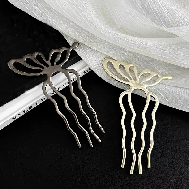 Hollow Butterfly Hairpin Simple U Shape Hair Clips Hair Pins for Women Metal Hair Stick Bridal Hair Accessories for Women Bun