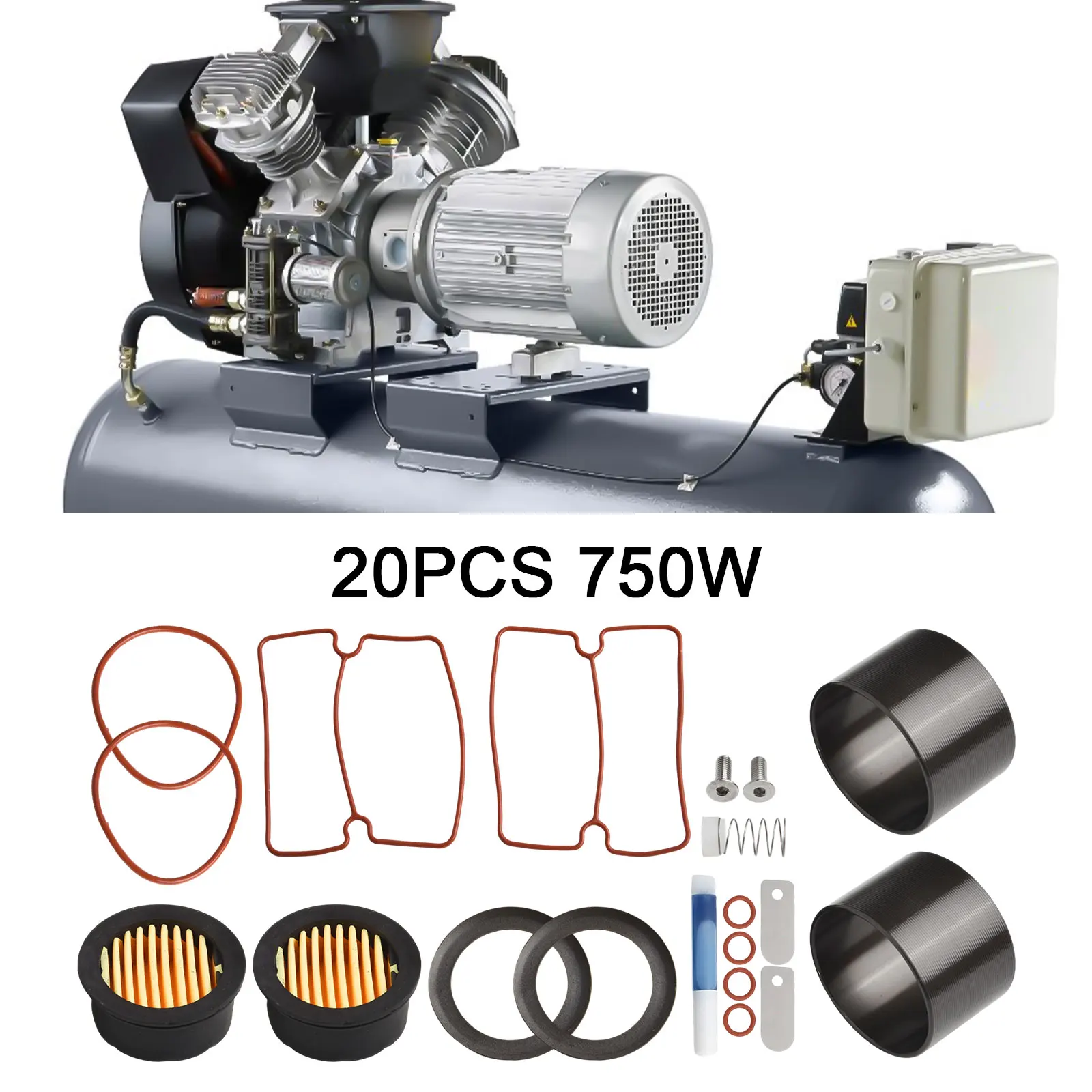 

For Air Compressor Repair 750W Compressor Accessories Oil-Free Air Compressor Includes Sealing Rings Includes Valve Plates