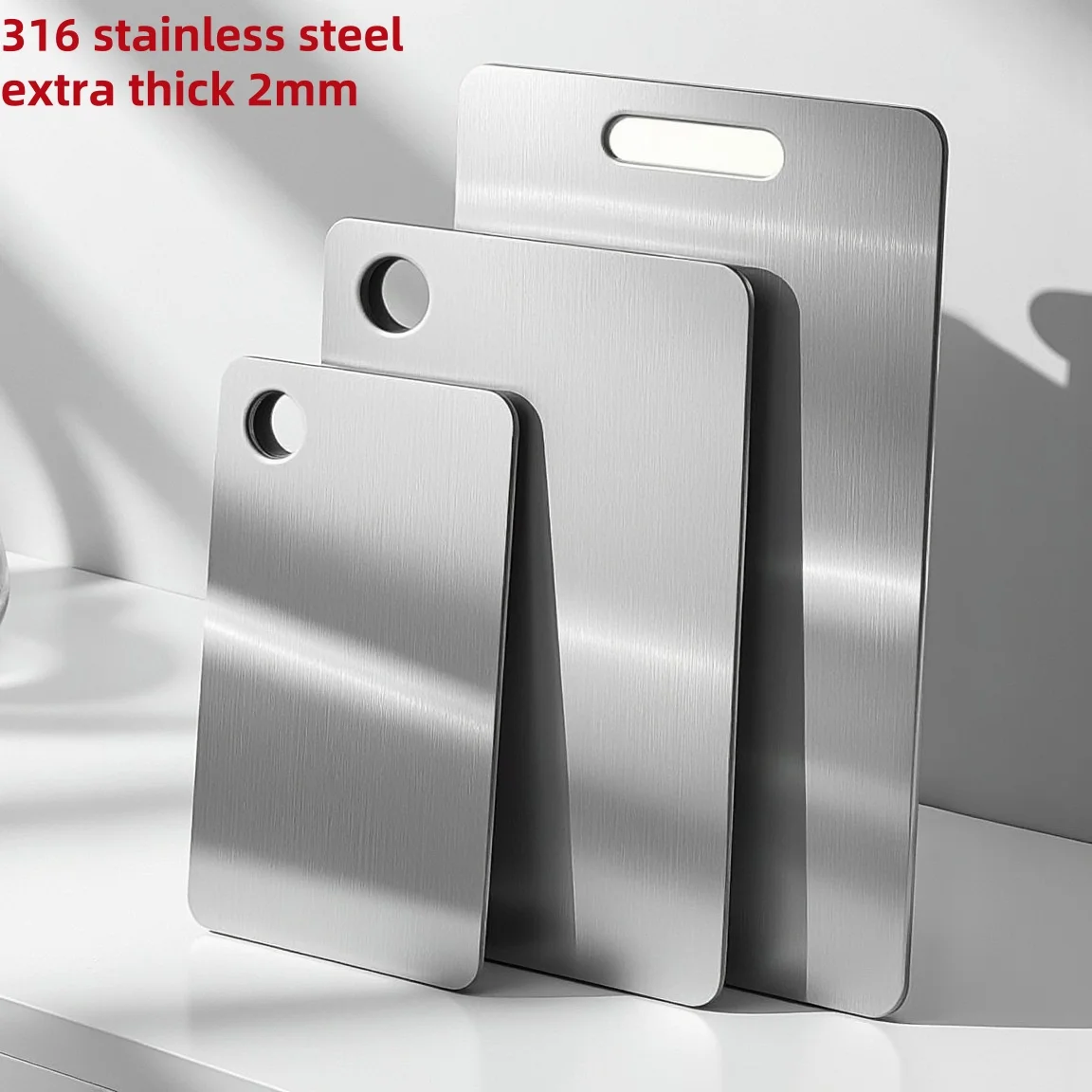 Thickened 2mm 316Stainless Steel Panel and Chopping Board Kitchen Household Double Sided Cutting Board Block Kneading Dough Boa