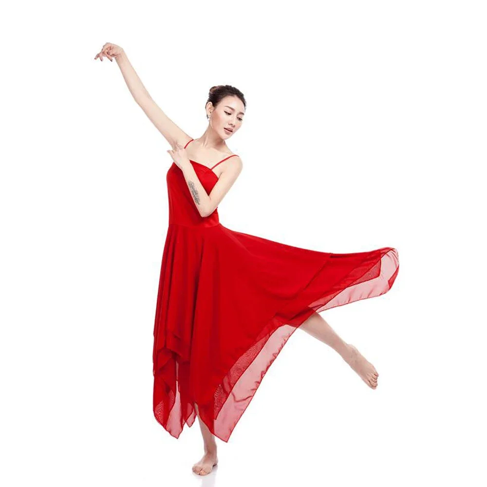 Vestido de Balé Feminino, Vestidos de Dança Adulto Contemporâneo, Roupa de Treino, Roupa Performance, Moderno, Elegante