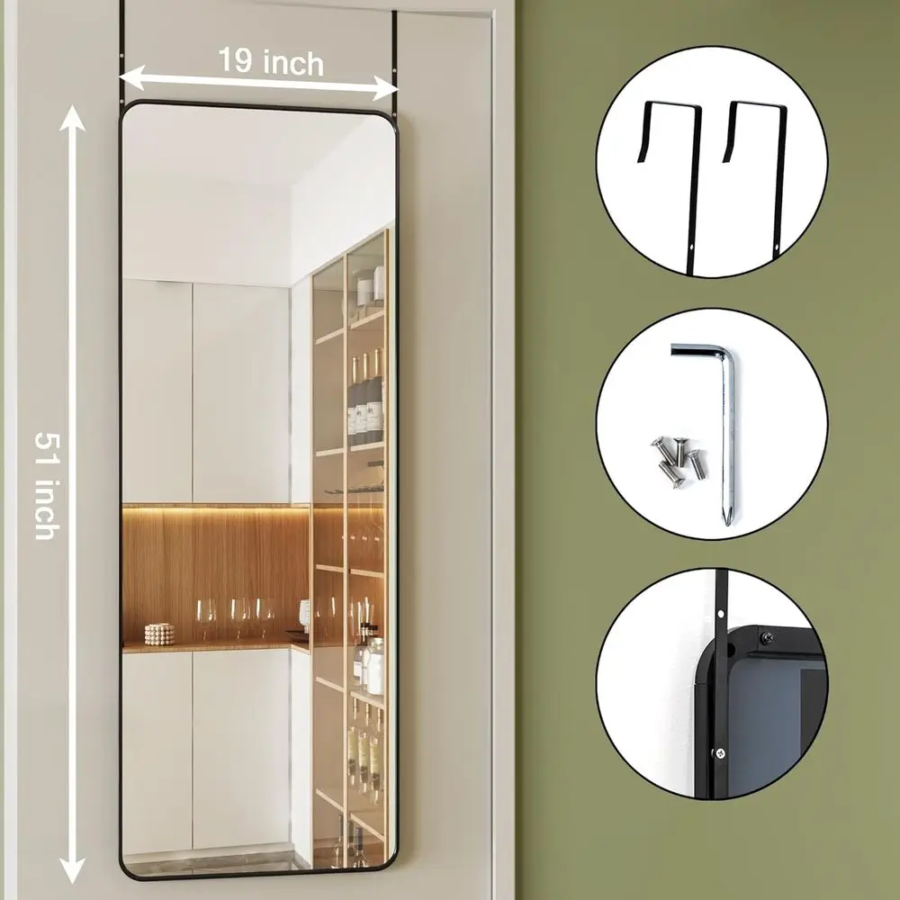 Espelhos de parede pretos de comprimento total para uso acima da porta