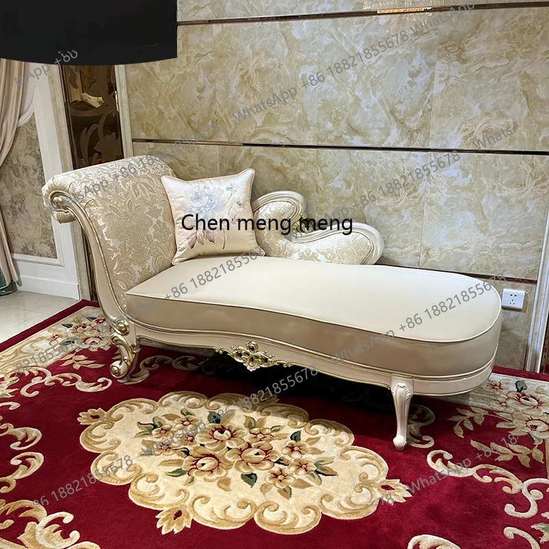 

French court concubine chair European bedroom solid wood beauty couch living room reclining chair sofa fabric concubine