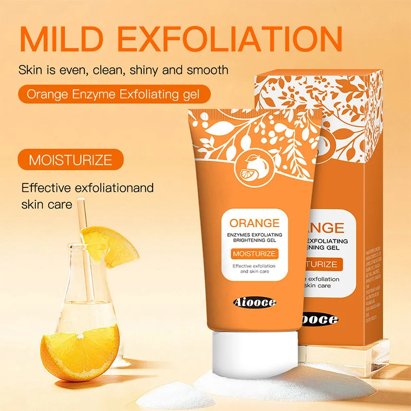 Orange Exfoliating Brightening Gel, Face Body Moisturizing Peeling Scrub, Deep Gentle Cleaning Pores, Remove Blackheads Exfoliat