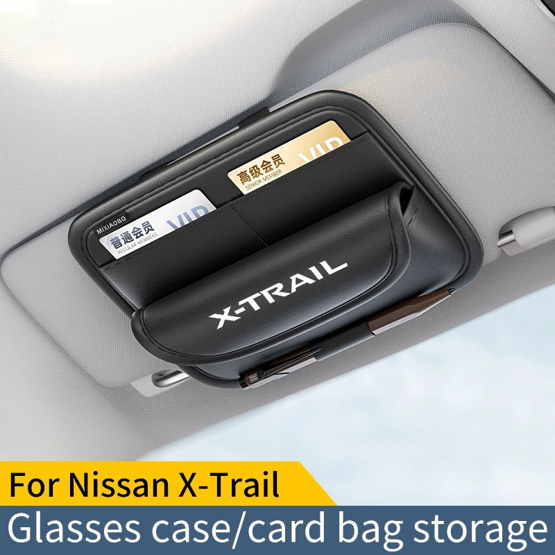 For Nissan X-trail Xtrail T30 T31 T32 Car Sunshade Storage Bag Car Glasses Clip Card Bag Ticket Receipt Storage Bag