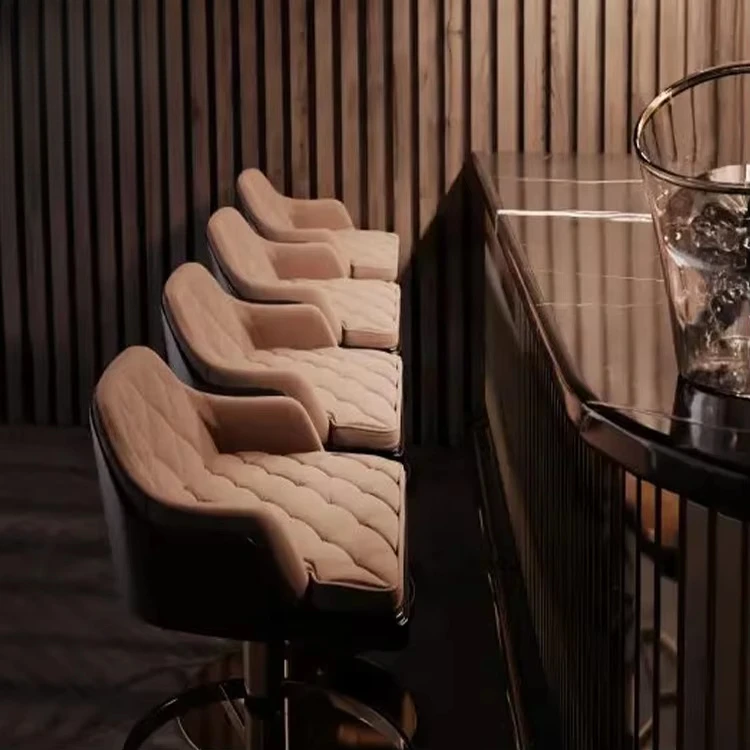 Manufacture Custom Made Factory Price Hotel Bar Modern Barstool Modern Luxury Stainless Steel Frame Bar Counter Chair