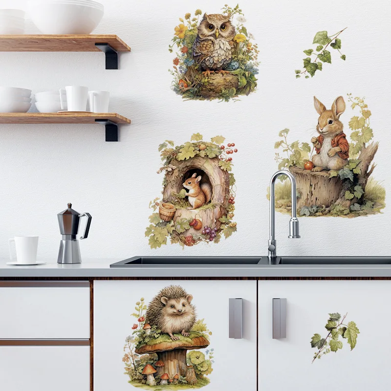 

Cartoon Wall Sticker For Children Hedgehog Cute Rabbit Room Decor Stickers Home Decoration Accessories Self-Adhesive Wallpaper