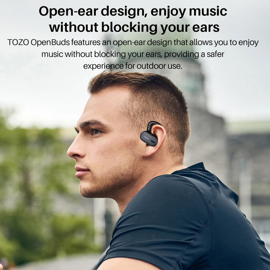 TOZO  Openbuds Open Ear Wireless Headphones Multi-Angle Adjustment Bluetooth 5.3 Earbuds with Dual-Axis Design