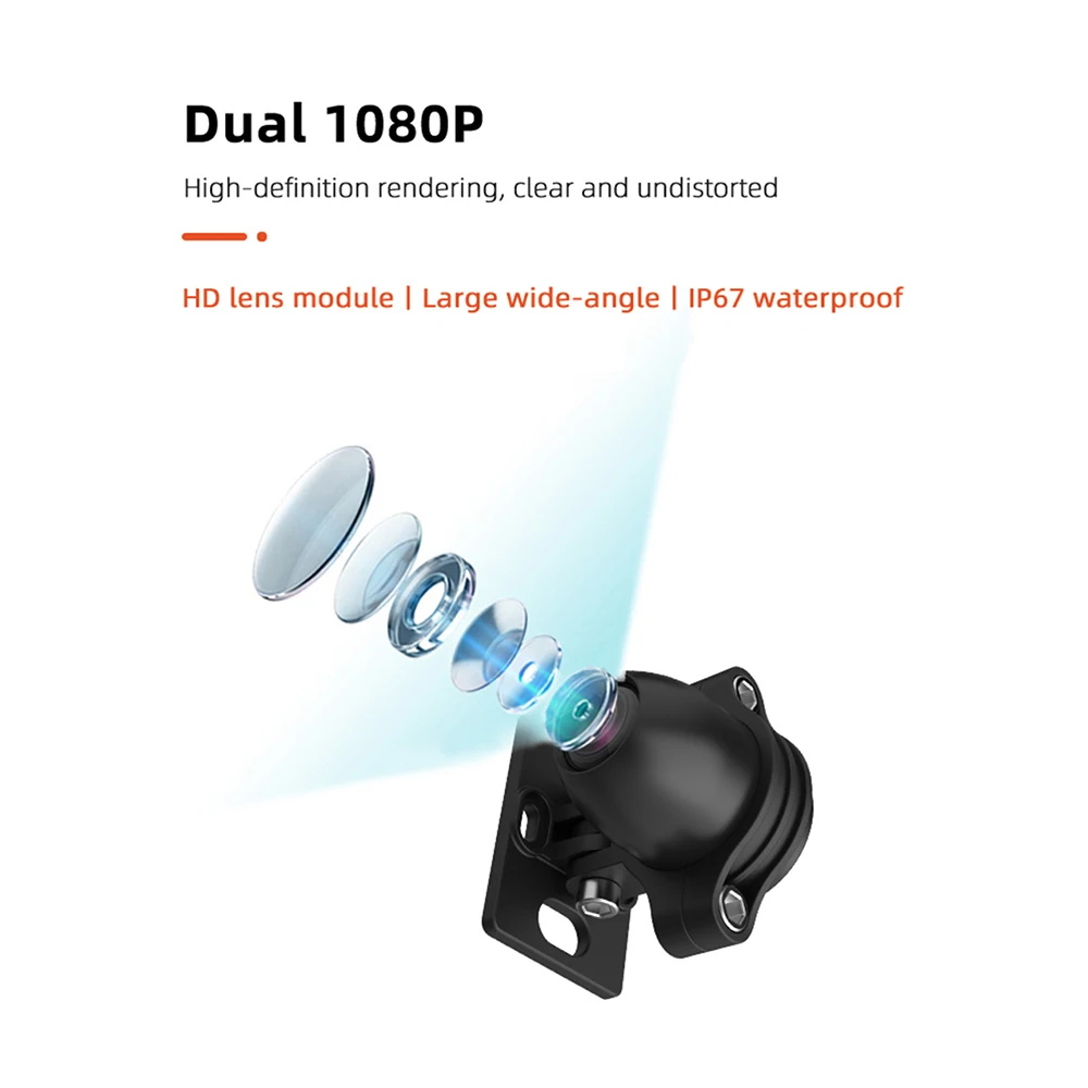 Motorcycle Action Camera No Screen GPS Motocross Driving Recorder Night Vision Dual 1080P Waterproof Video Recorder