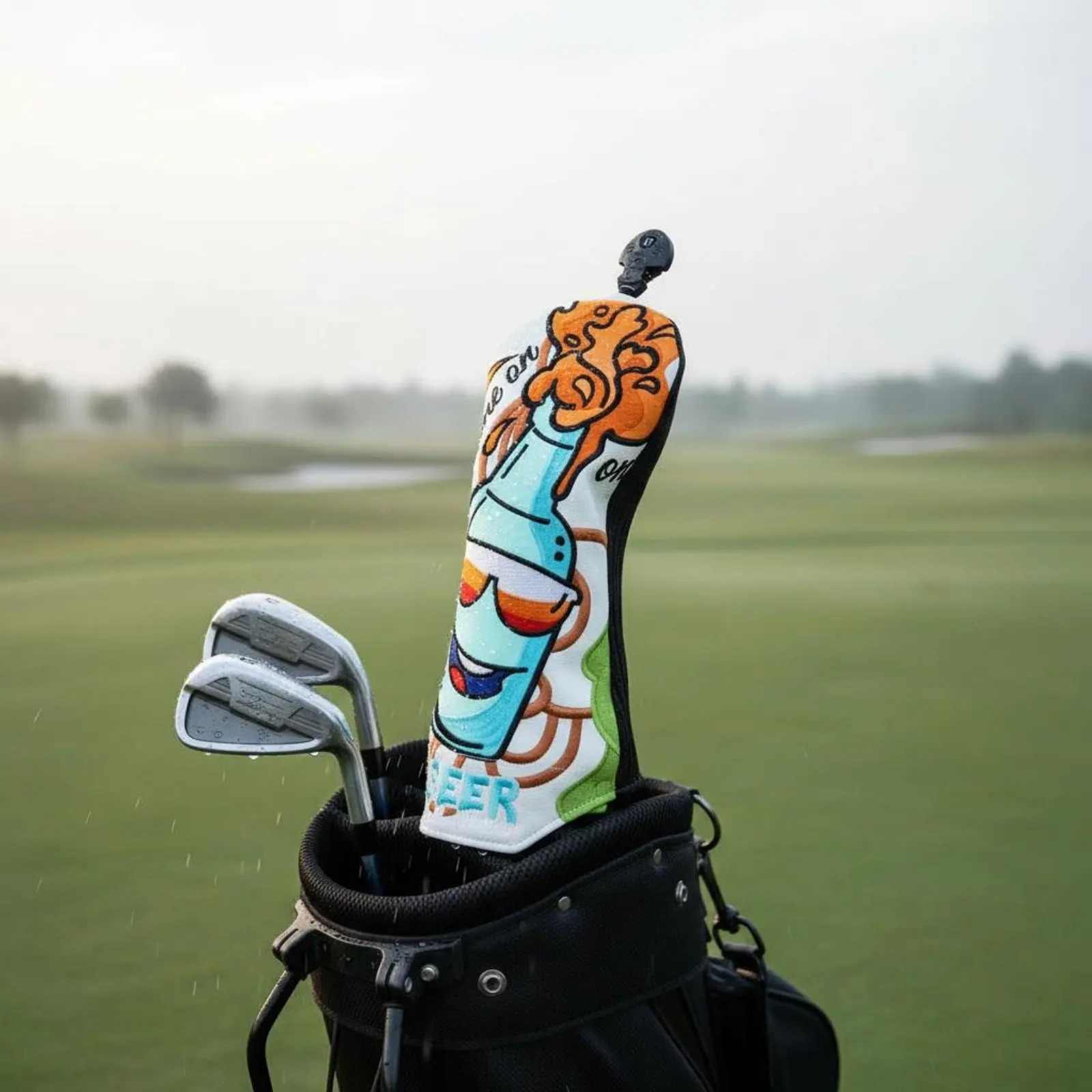 Embroidered Sport Wood Cover Long-Lasting Cartoon Beer Bottle Headcover Driver and Fairway Clubs Headcovers Soft Soft Interior