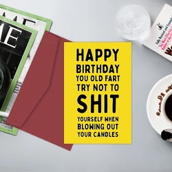1PC Hilarious Birthday Cards for Men,Women,Rude and Funny Joke Birthday Card with Envelope Thank You Card Ideal Birthday Gifts