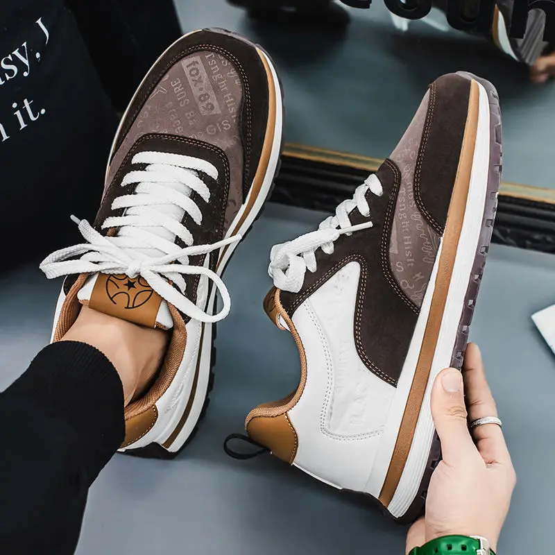 أحذية رجالية 2025 شتاء جديد عصري ماركة تنوعا ريترو أبي أحذية الشباب لينة سوليد الجري الرياضية سميكة سوليد الأحذية العصرية #4