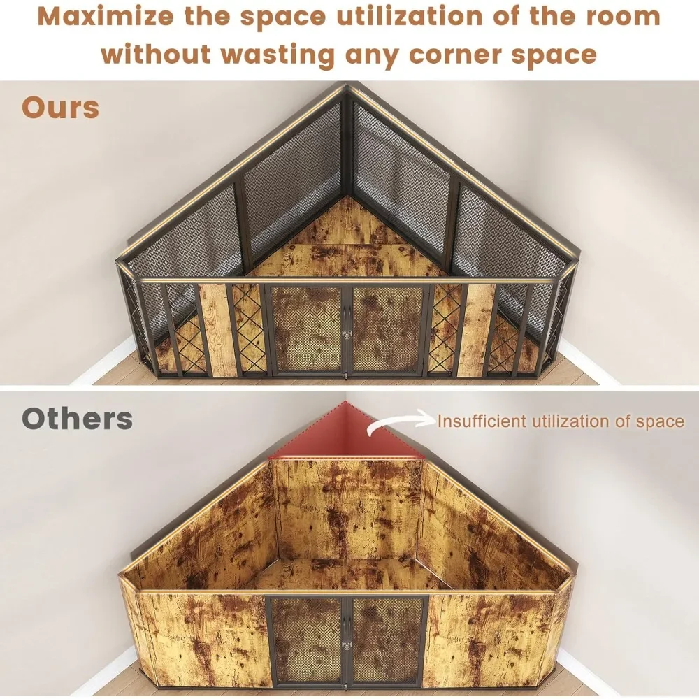 Large Corner Furniture Dog Crate, Decorative Dog Kennel Furniture,  Heavy Duty Dog Cage for Small Medium Large Dogs Breed